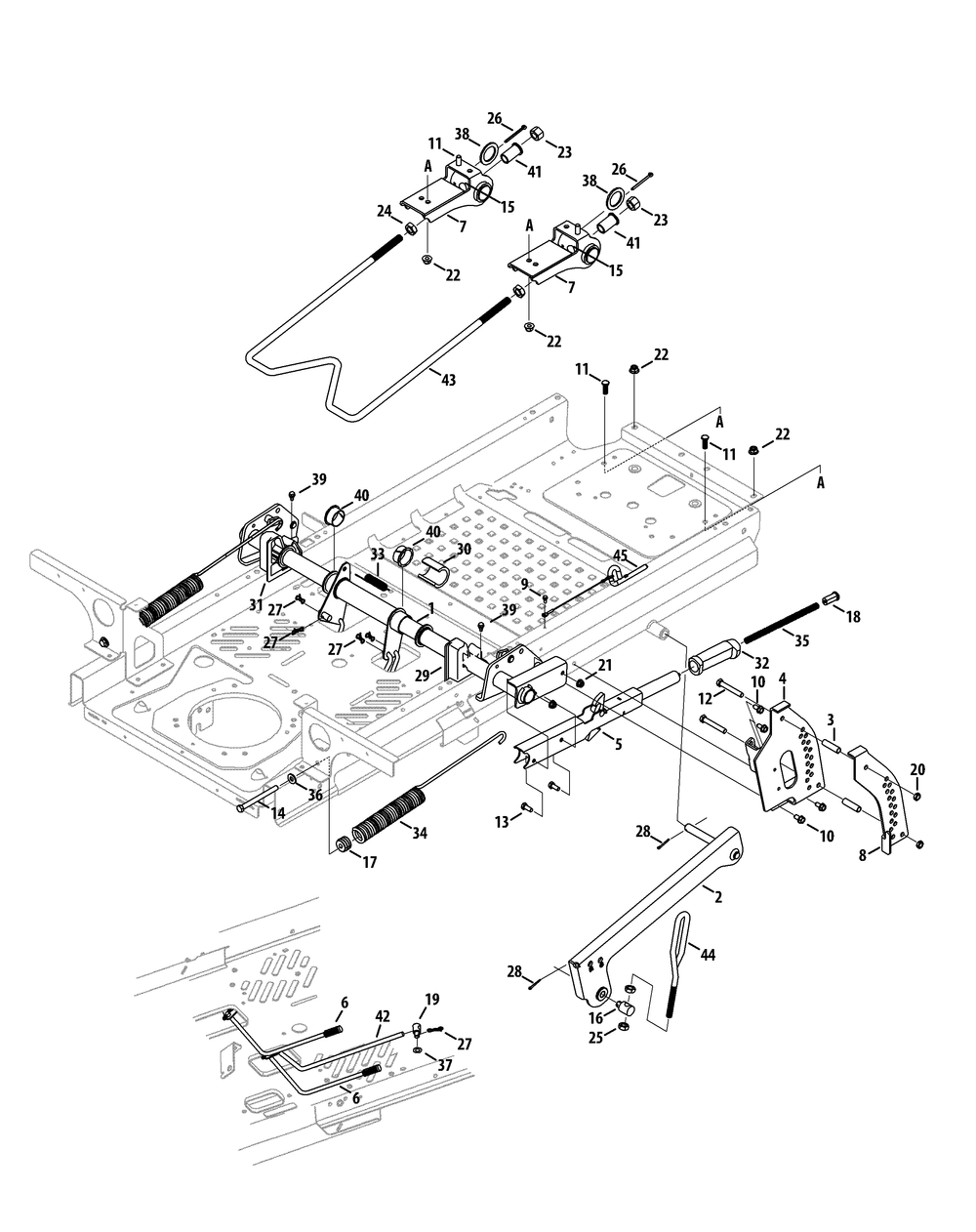 Deck Lift Diagram and Parts List for Z-FORCESZ60 (17AIDGHD-17AIDGHD010)(2014) Cub Cadet Lawn Tractor